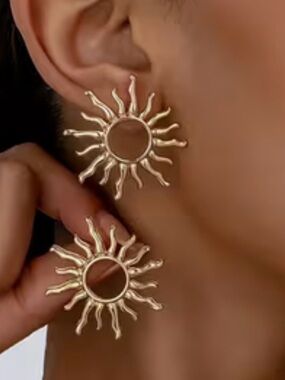 Gold Sunburst Drop Earrings - Women's Jewelry